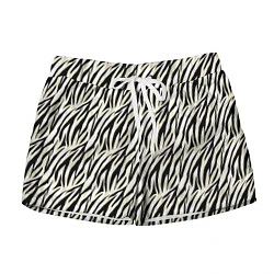 Шорты женские Тигровый полосатый узор-черные, бежевые полосы на, цвет: 3D-принт
