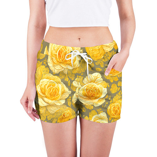 Женские шорты Яркие желтые бутоны / 3D-принт – фото 3