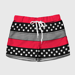 Женские шорты Red and black pattern with stripes and stars