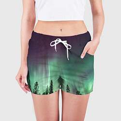 Шорты женские Сияние над лесом, цвет: 3D-принт — фото 2