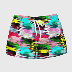 Шорты женские Абстрактный многоцветный неоновый узор, цвет: 3D-принт