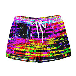 Женские шорты Яркий пиксельный красочный глитч
