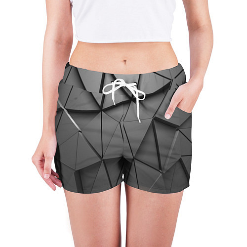 Женские шорты Треугольники серые / 3D-принт – фото 3