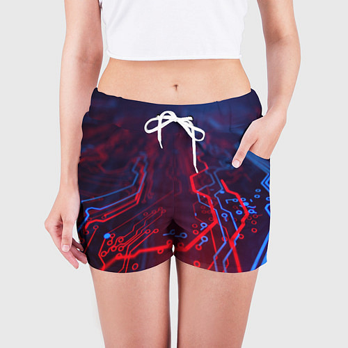 Женские шорты Неоновая электро плата / 3D-принт – фото 3