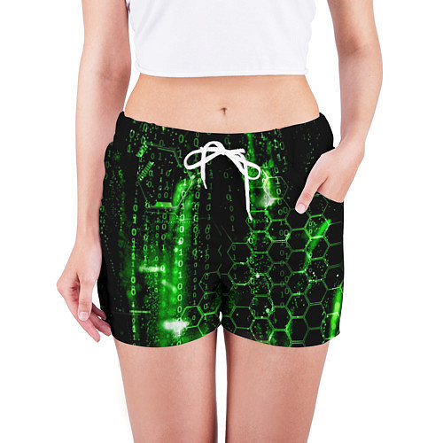 Женские шорты Зелёный программный код / 3D-принт – фото 3