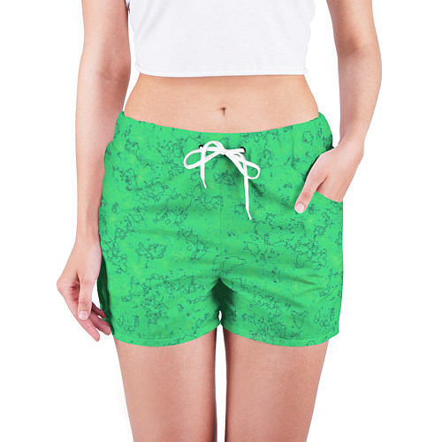Женские шорты Мраморный зеленый яркий узор / 3D-принт – фото 3
