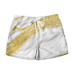 Шорты женские Белый с золотом мрамор, цвет: 3D-принт