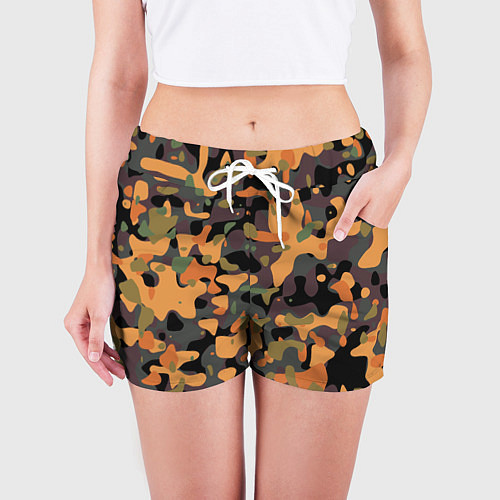 Женские шорты Камуфляж осенний лес / 3D-принт – фото 3