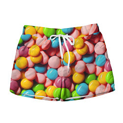 Шорты женские Много ярких конфет, цвет: 3D-принт