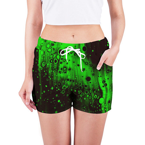 Женские шорты Зелёные краски и вода / 3D-принт – фото 3