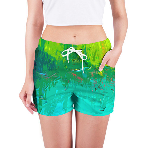 Женские шорты Абстрактные краски - текстура / 3D-принт – фото 3