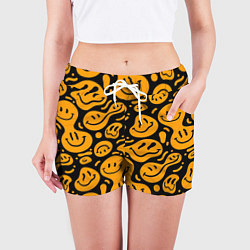 Шорты женские Растекающийся оранжевый смайл, цвет: 3D-принт — фото 2