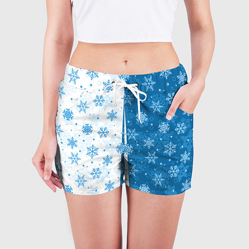 Женские шорты Красивые снежинки / 3D-принт – фото 3