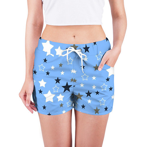 Женские шорты Звёзды на голубом фоне / 3D-принт – фото 3