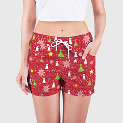 Шорты женские Red new year, цвет: 3D-принт — фото 2