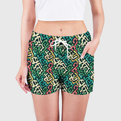 Шорты женские Граффити абстрактные фигуры, цвет: 3D-принт — фото 2