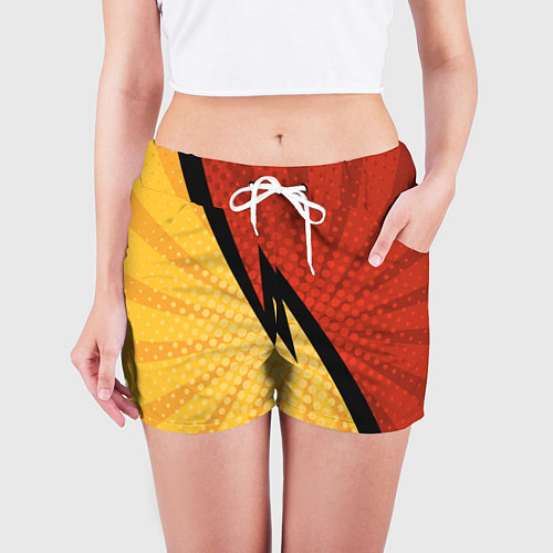 Женские шорты Желтая красная молния / 3D-принт – фото 3