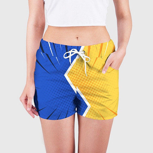 Женские шорты Желто-синяя молния / 3D-принт – фото 3