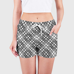 Шорты женские Черно белый узор в косую клетку, цвет: 3D-принт — фото 2