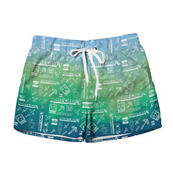 Женские шорты Майнкрафт символы на потертом фоне