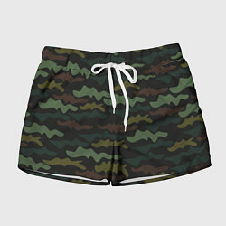Шорты женские Камуфляж хакки, цвет: 3D-принт