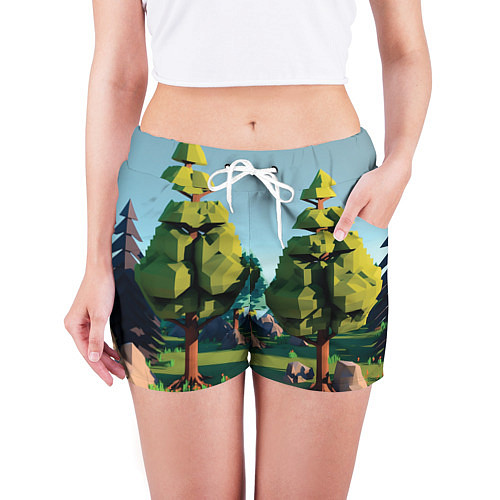 Женские шорты Воксельный лес / 3D-принт – фото 3