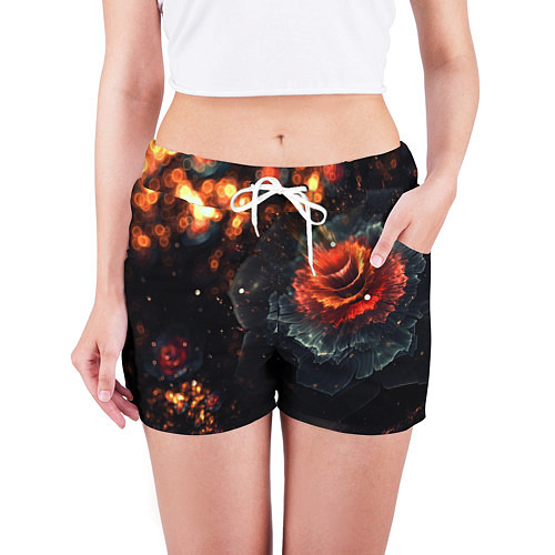 Женские шорты Midjourney Цветок вулкан / 3D-принт – фото 3