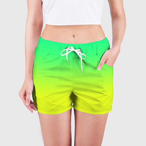 Женские шорты Зелено-желтый градиент / 3D-принт – фото 3