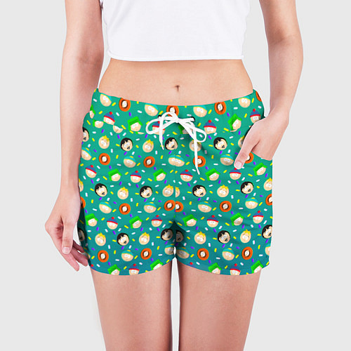 Женские шорты Южный Парк - паттерн персонажи / 3D-принт – фото 3
