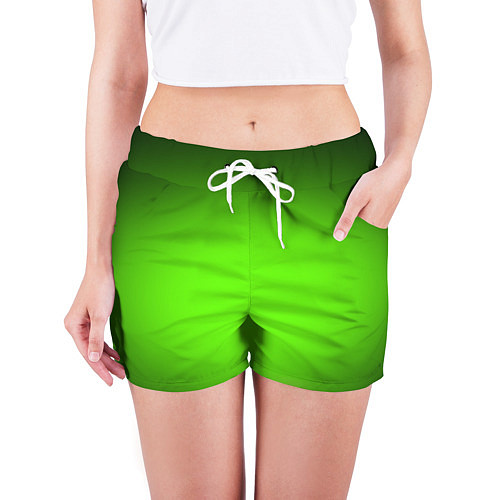 Женские шорты Кислотный зеленый с градиентом / 3D-принт – фото 3