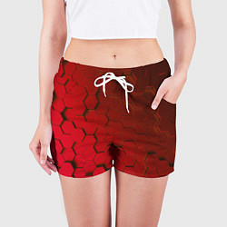 Шорты женские Красные стальные плиты, цвет: 3D-принт — фото 2