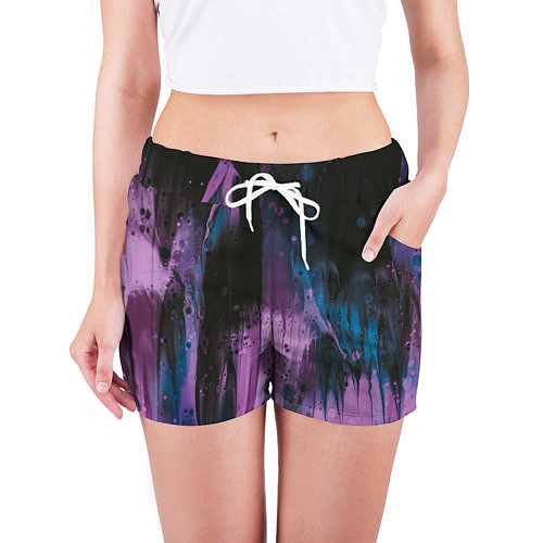 Женские шорты Фиолетовые абстрактные тени / 3D-принт – фото 3