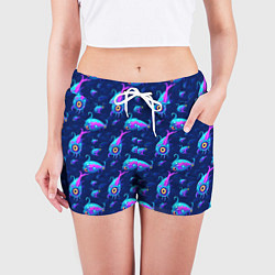 Шорты женские Subnautica паттерн с рыбами, цвет: 3D-принт — фото 2