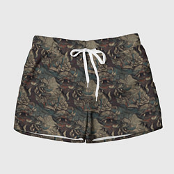 Шорты женские Тёмный фон с элементами дракона, цвет: 3D-принт