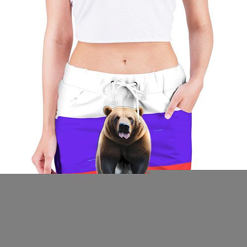 Женские шорты Медведь на флаге / 3D-принт – фото 3