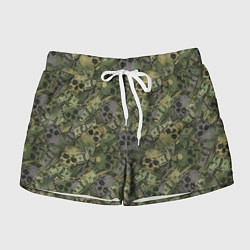 Шорты женские Камуфляж с черепами и долларами, цвет: 3D-принт