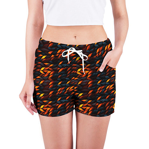 Женские шорты Black orange texture / 3D-принт – фото 3