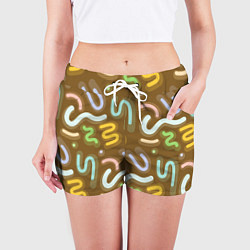 Шорты женские Brown abstraction, цвет: 3D-принт — фото 2