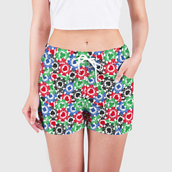 Шорты женские Фишки, Ставки, Покер, цвет: 3D-принт — фото 2