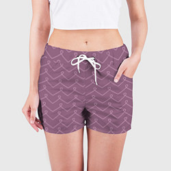 Шорты женские Вензель на лавандовом, цвет: 3D-принт — фото 2