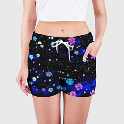 Шорты женские Цветочки в небе абстракция, цвет: 3D-принт — фото 2
