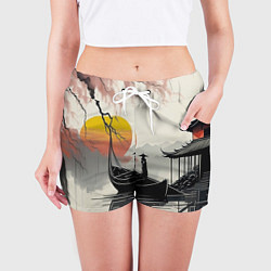 Шорты женские Красота Японии, цвет: 3D-принт — фото 2