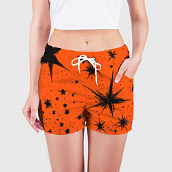 Шорты женские Огненный оранжевый абстракция, цвет: 3D-принт — фото 2