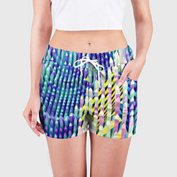 Шорты женские Прямотреугольный блочный паттерн, цвет: 3D-принт — фото 2