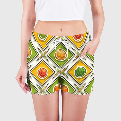Женские шорты Fruits and berries pattern / 3D-принт – фото 3