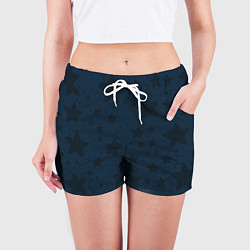 Шорты женские Большие звезды чёрно-синий, цвет: 3D-принт — фото 2