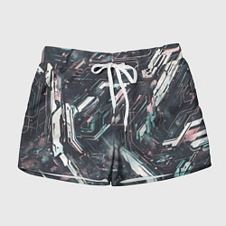 Шорты женские Киберанк полосы, цвет: 3D-принт