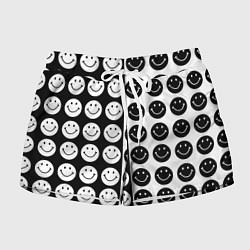 Шорты женские Smiley black and white, цвет: 3D-принт