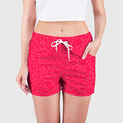 Шорты женские Маленькие звёздочки красно-розовый, цвет: 3D-принт — фото 2