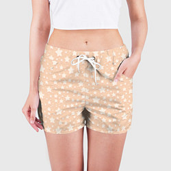 Шорты женские Звёздный нежный бежевый, цвет: 3D-принт — фото 2